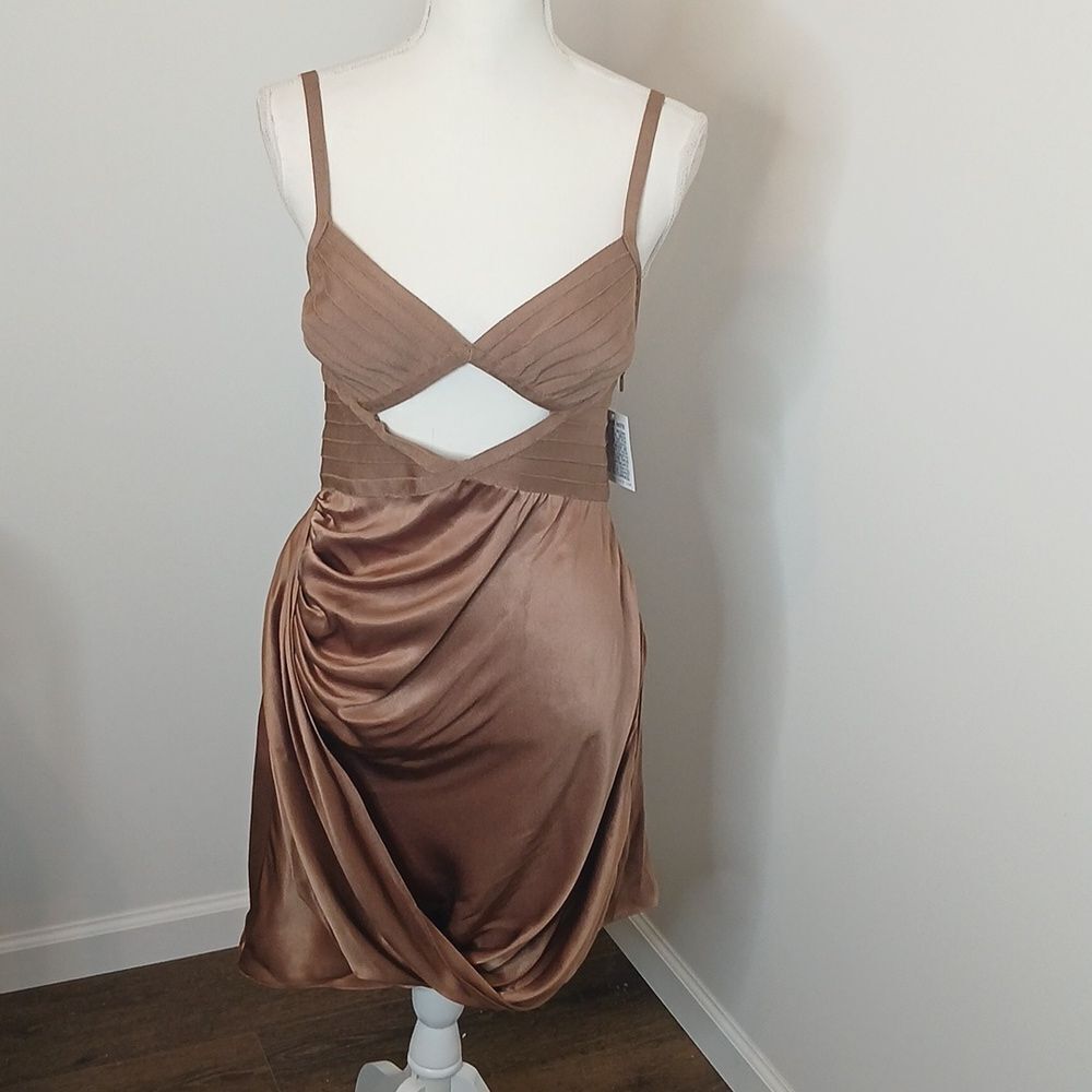 NWT Herve Leger Draped Silk Cut Out Mini Dress Size 8 - Picture 3 of 11